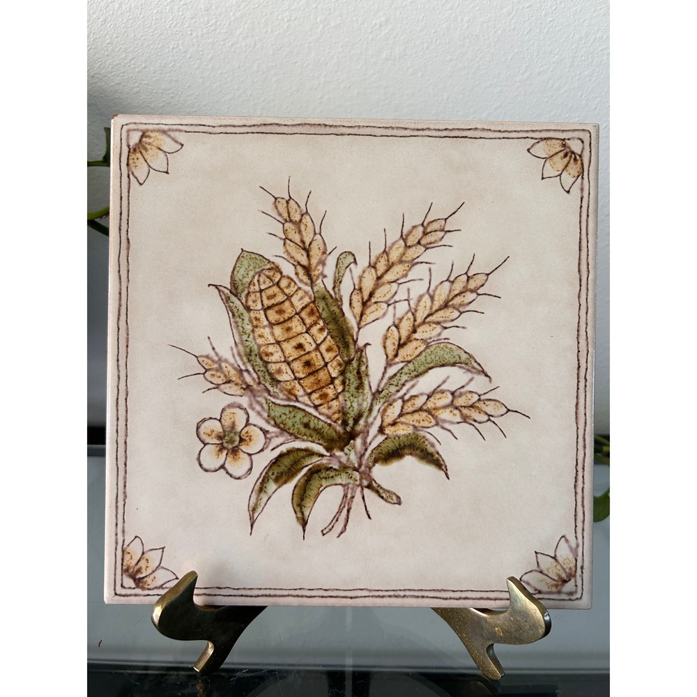 Santa Fe Collection Italian Ceramic Tile Harvest Corn Wheat Hand Painted 8x8